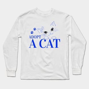 Adopt A Cat - Blue Cat Long Sleeve T-Shirt